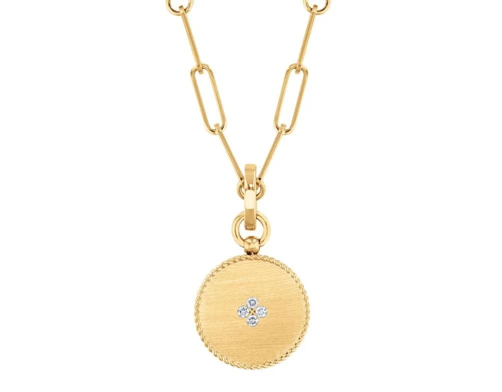 Roberto Coin 18K Yellow Gold Venetian Princess Diamond and Mother of Pearl Medallion Necklace
