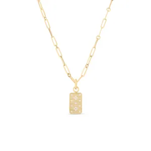 Roberto Coin 18K Yellow Gold Venetian Princess Dog Tag Necklace on Paperclip Chain