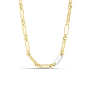 Roberto Coin 18k Yellow/White Gold Diamond Link Chain