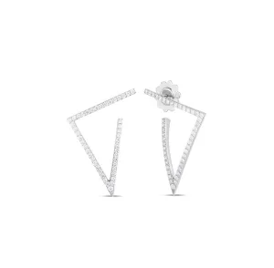 Roberto Coin Classic Diamond 18K White Gold Diamond Triangle Earring