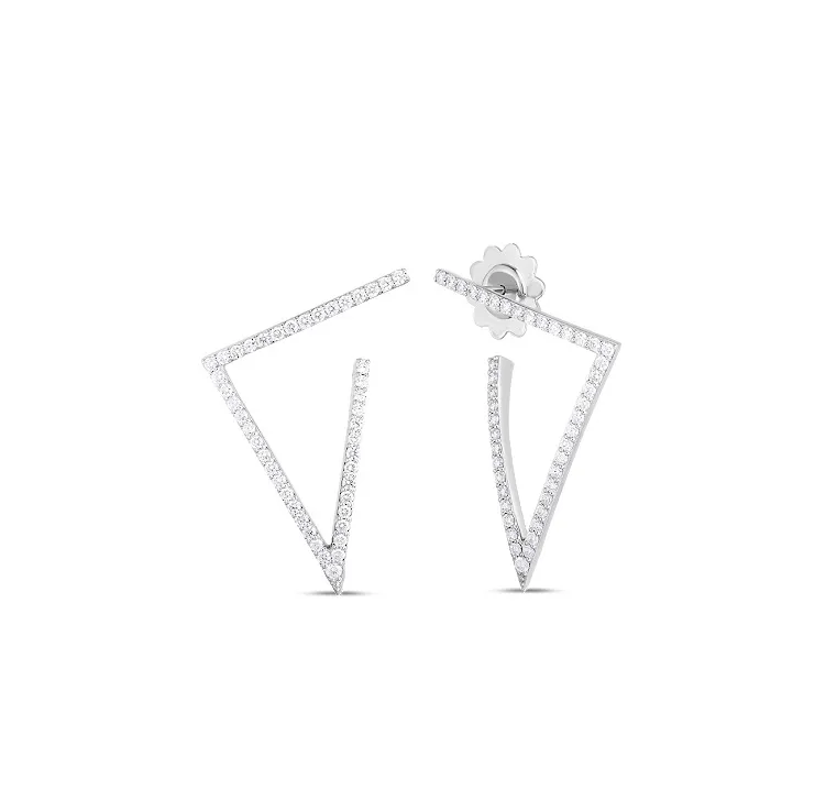 Roberto Coin Classic Diamond 18K White Gold Diamond Triangle Earring