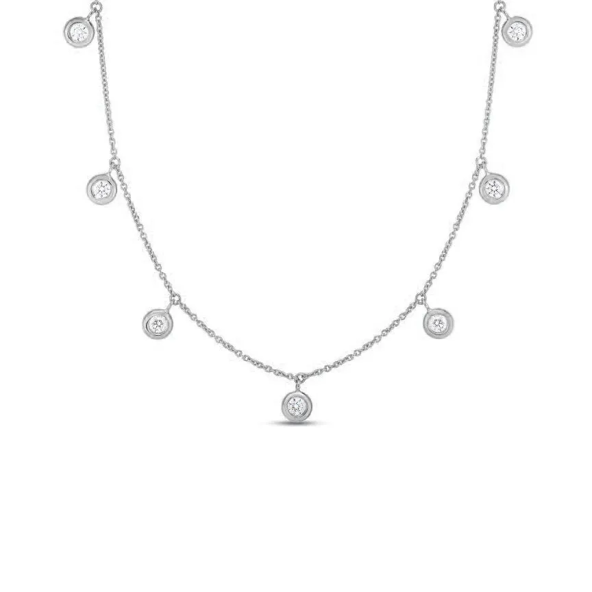 Roberto Coin Diamonds by the Inch Seven Diamond Drop Station Necklace in 18K White Gold