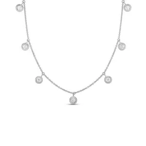 Roberto Coin Diamonds by the Inch Seven Diamond Drop Station Necklace in 18K White Gold