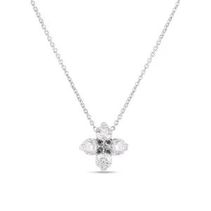 Roberto Coin Love In Verona 18K White Gold Diamond Flower Necklace