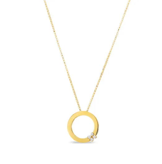 Roberto Coin Love in Verona 18K Yellow Gold Circle of Life Pendant with Diamond Flower