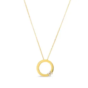 Roberto Coin Love in Verona 18K Yellow Gold Circle of Life Pendant with Diamond Flower