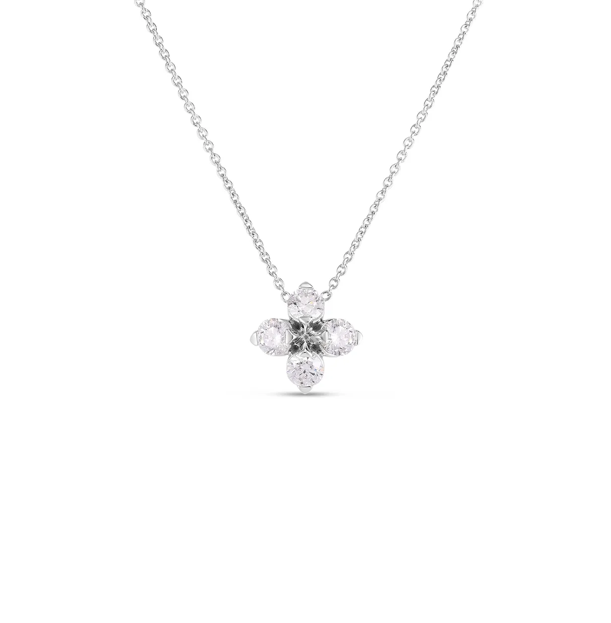 Roberto Coin Love in Verona White Gold Flower Diamond Necklace