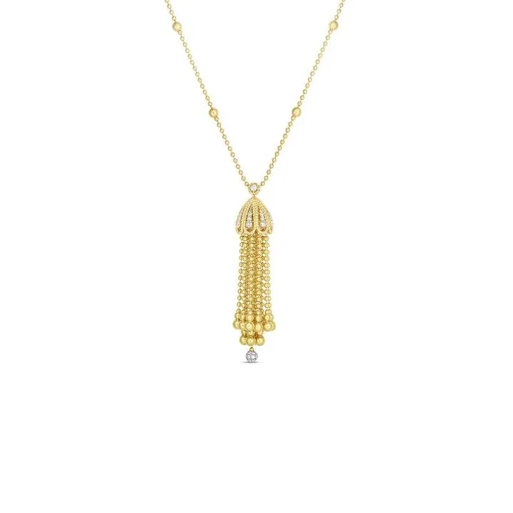 Roberto Coin New Barocco 18K Yellow Gold Diamond Tassel Necklace