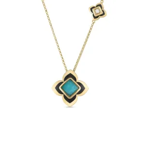 Roberto Coin Palazzo Ducale Amazonite & Black Enamel Flower Necklace