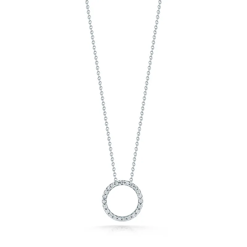 Roberto Coin Tiny Treasures Small White Gold and Diamond Circle Pendant
