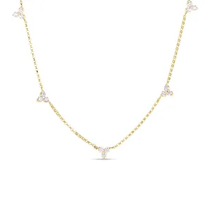Roberto Coin Yellow Gold Five Station Diamond Necklace