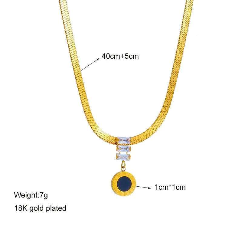 Roman Numerals Long Pendant Necklace: Vintage Snake Chain Jewelry