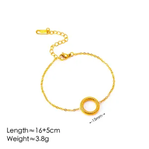 Rope Round Circle 304 Stainless Steel 18K Gold Plated Bracelet