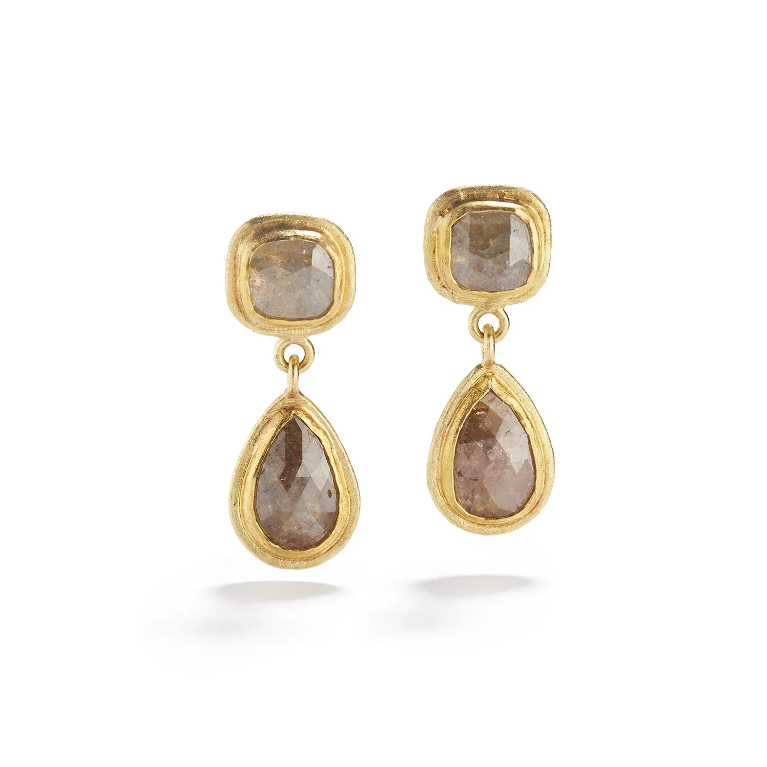 Rose Cut Diamond Drop Earrings