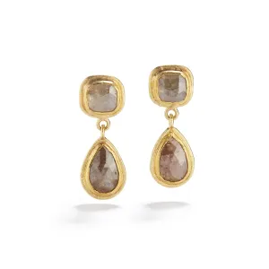 Rose Cut Diamond Drop Earrings