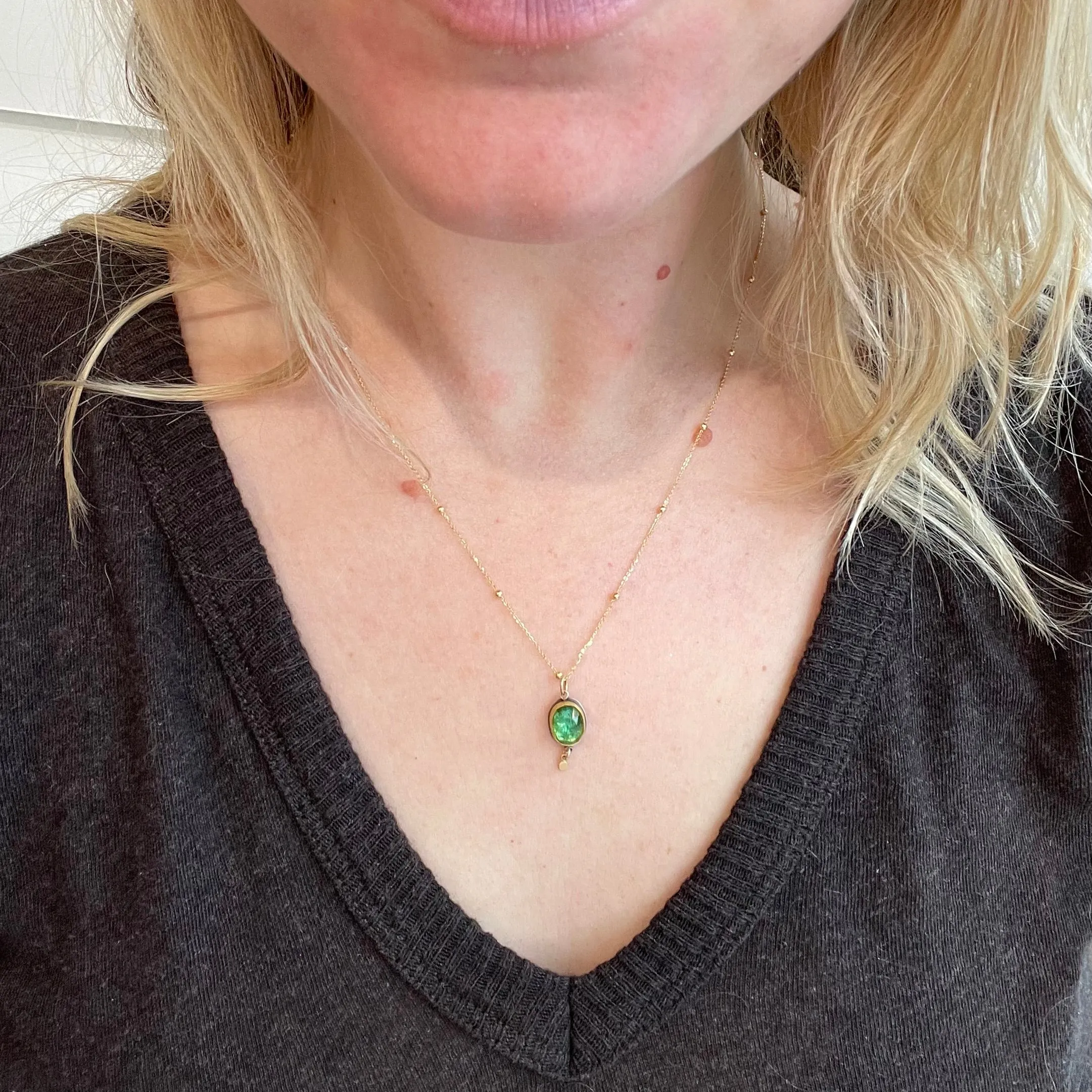 Rose Cut Green Tourmaline Necklace