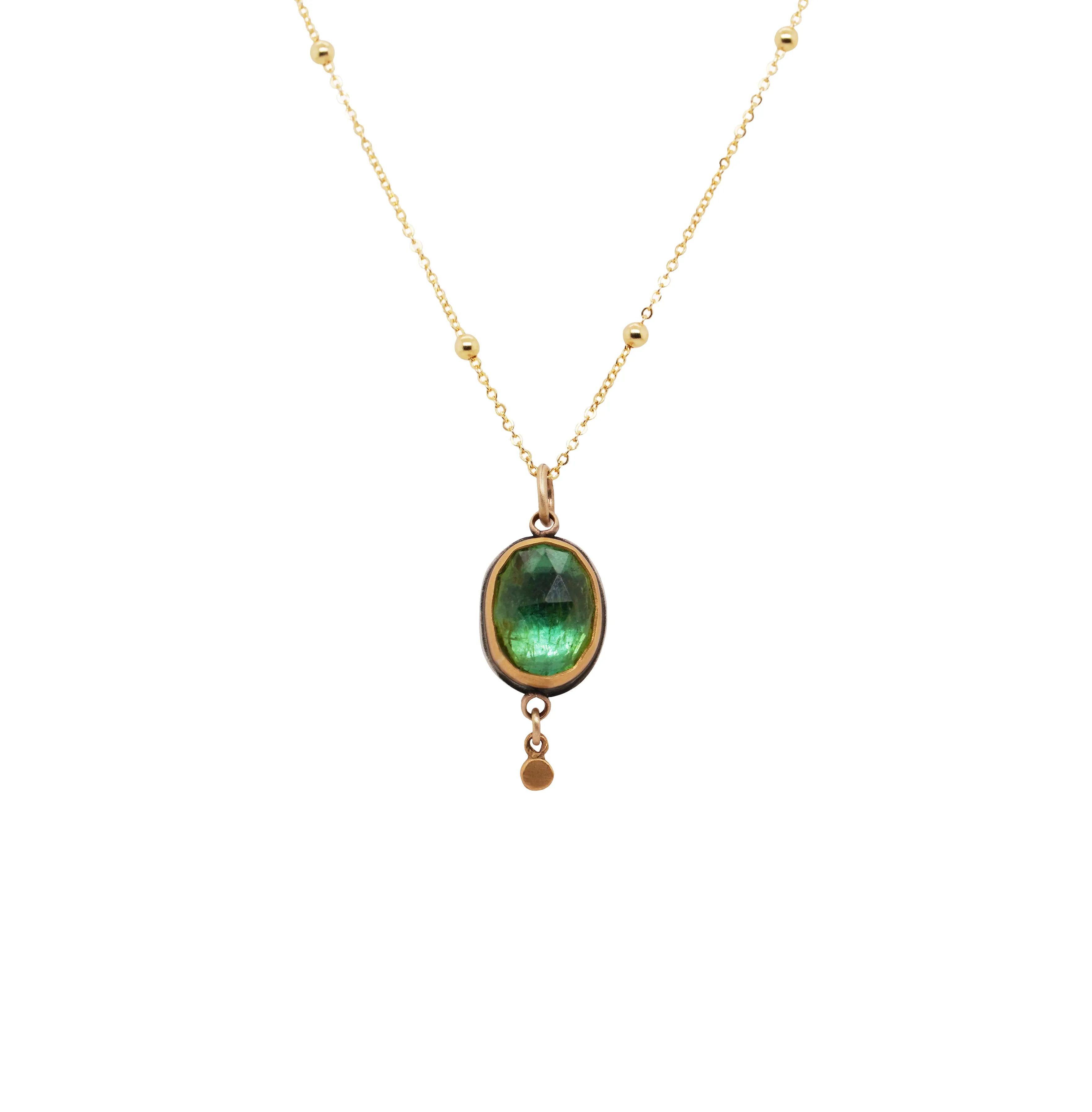 Rose Cut Green Tourmaline Necklace