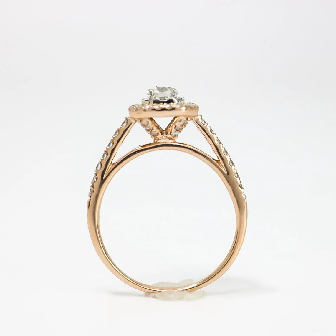 ROSE GOLD DIAMOND ENGAGEMENT THREE RINGS SET