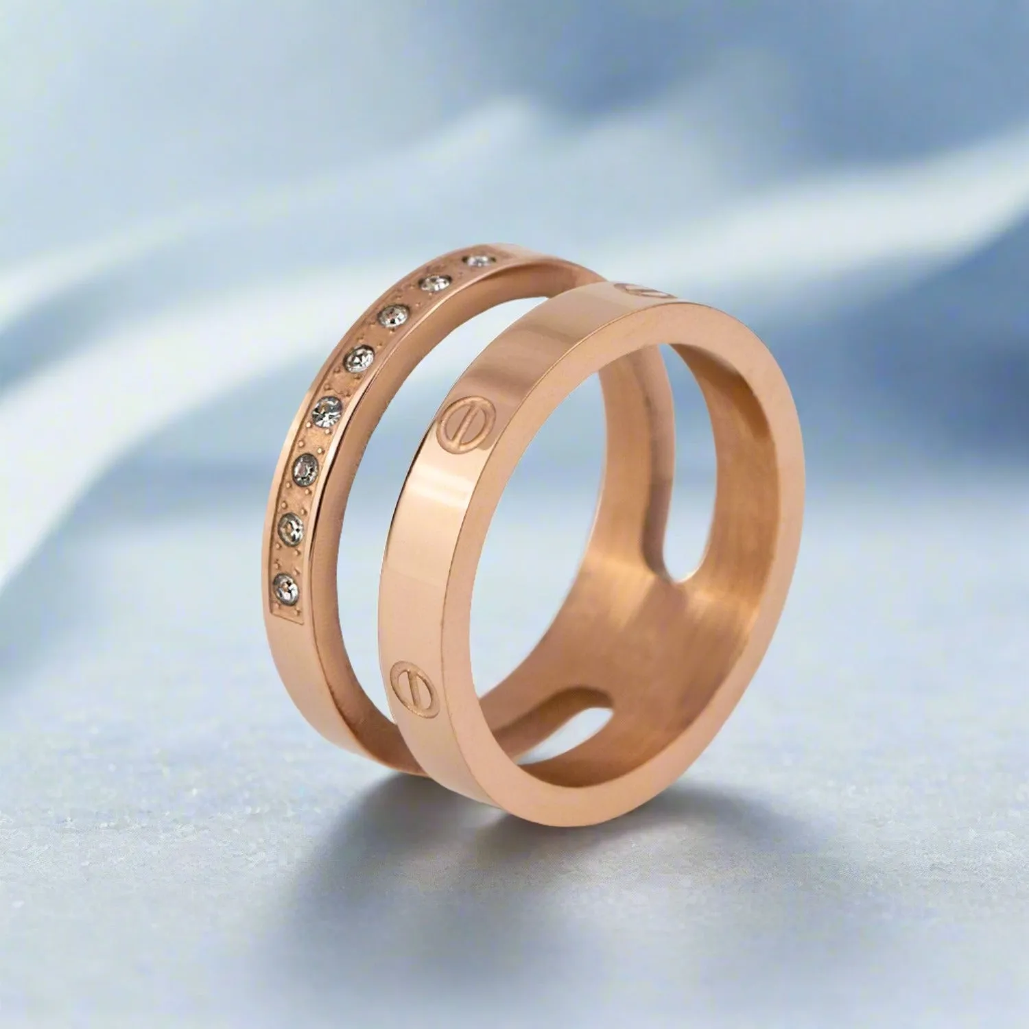 Rose Gold Dual Layer Diamond Ring
