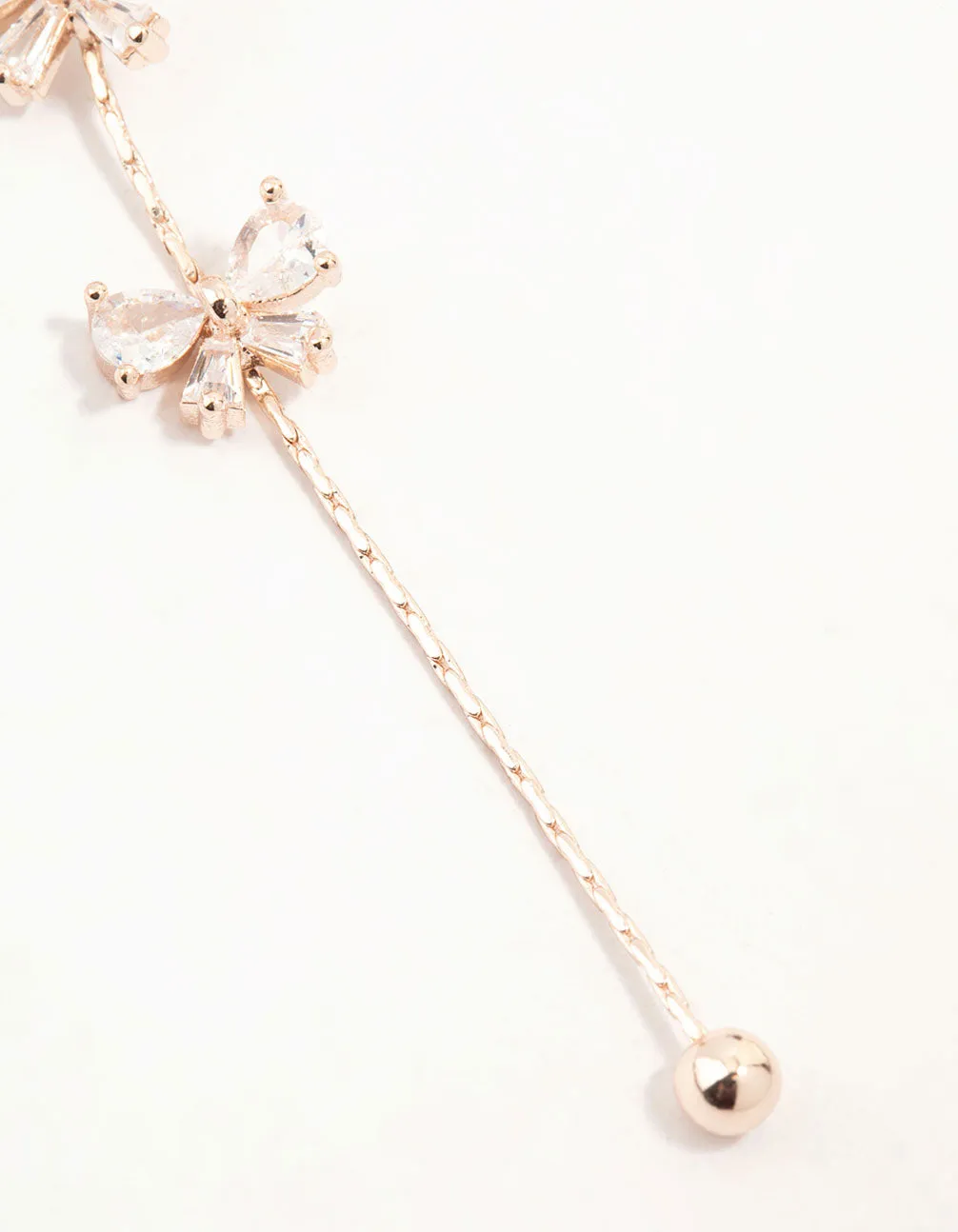 Rose Gold Mini Bow Cubic Zirconia Drop Earrings