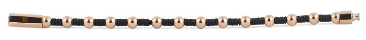 Rose Gold Plated  Steel Bead  Rubber Bracelet