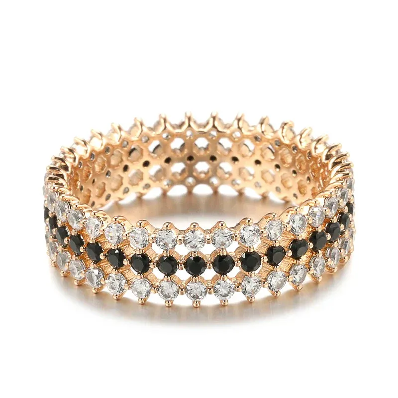 Rose Gold Rings White Natural Zircon Shiny Ring Fine Jewelry