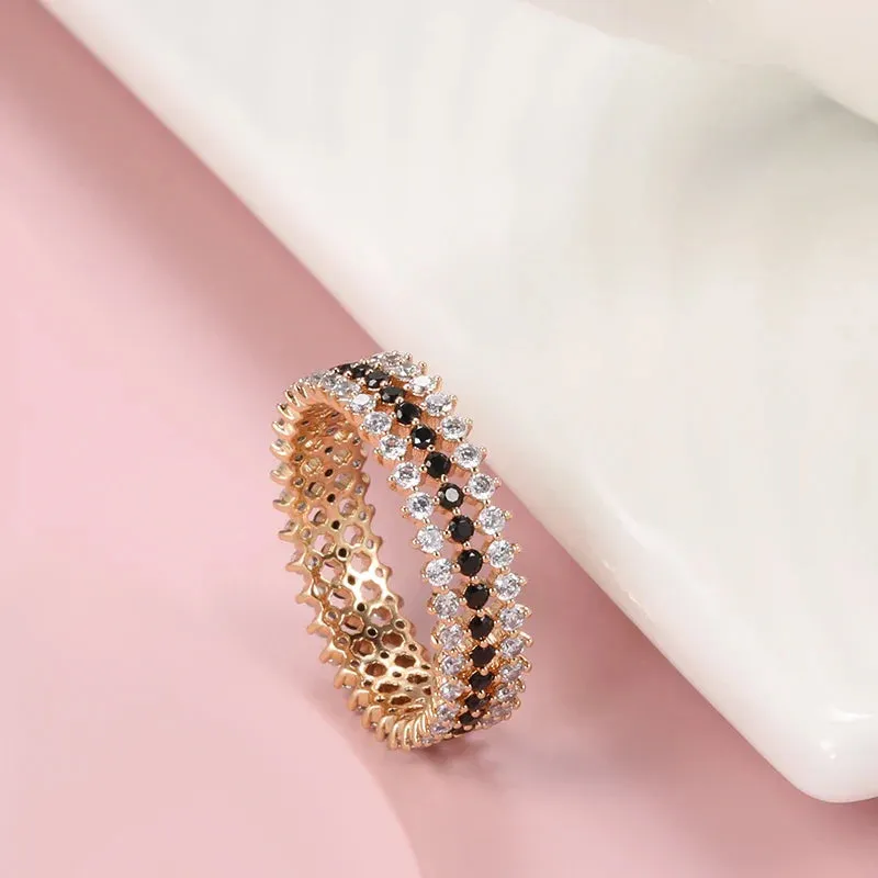 Rose Gold Rings White Natural Zircon Shiny Ring Fine Jewelry