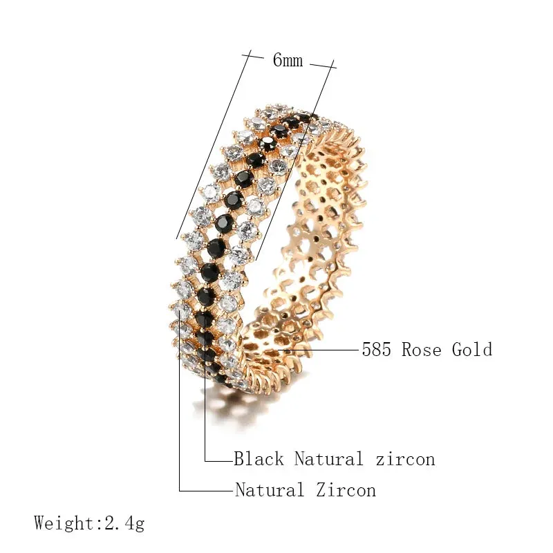 Rose Gold Rings White Natural Zircon Shiny Ring Fine Jewelry