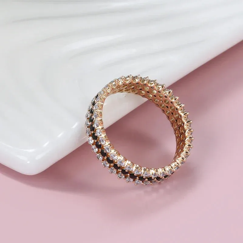 Rose Gold Rings White Natural Zircon Shiny Ring Fine Jewelry