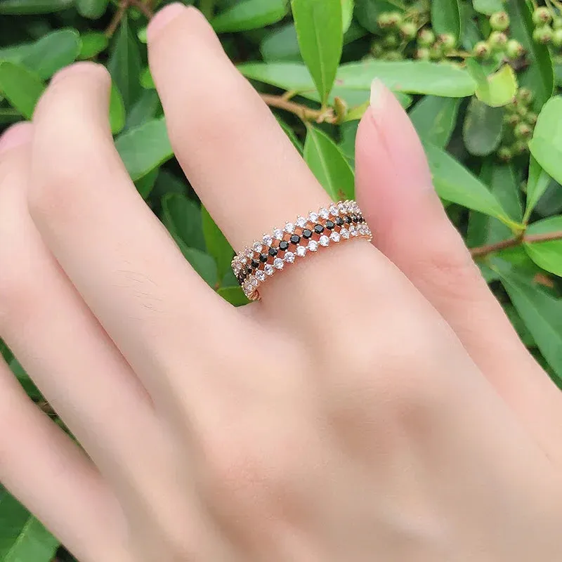 Rose Gold Rings White Natural Zircon Shiny Ring Fine Jewelry