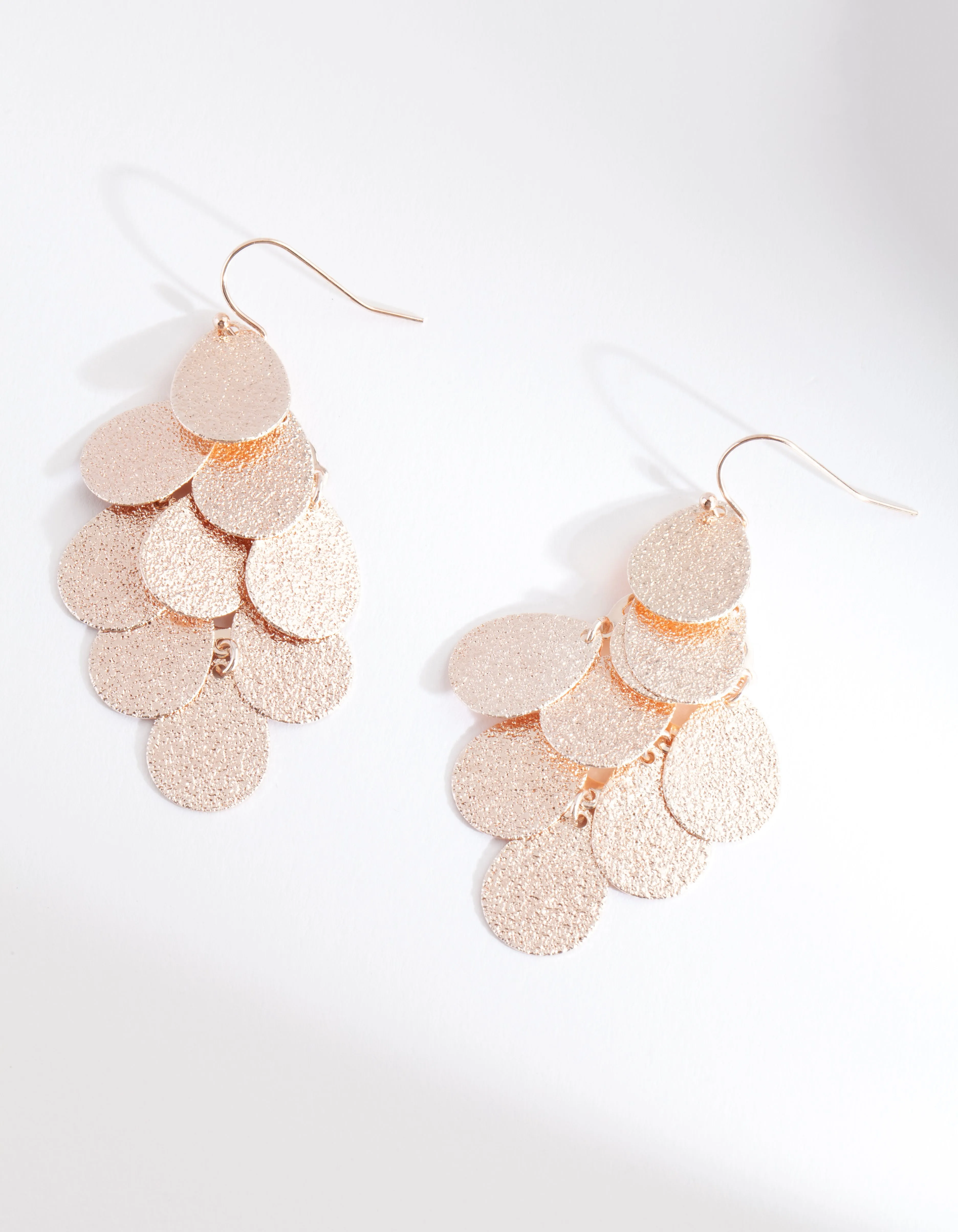 Rose Gold Sandblast Waterfall Earrings