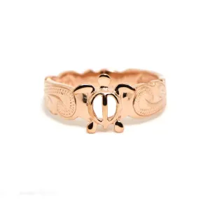 Rose Gold Sterling Silver Honu Turtle Scroll Ring