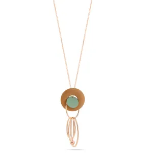 ROSE GOLD WOOD CIRCLE PENDANT NECKLACE #SWKK-11221