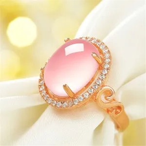 Ross Quartz & Cubic Zirconia Oval Halo Embossed Ring