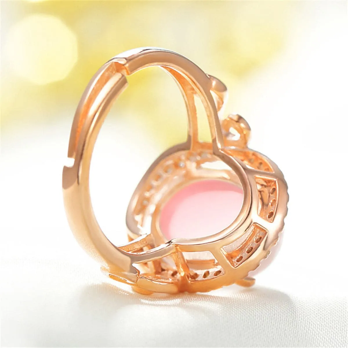 Ross Quartz & Cubic Zirconia Oval Halo Embossed Ring