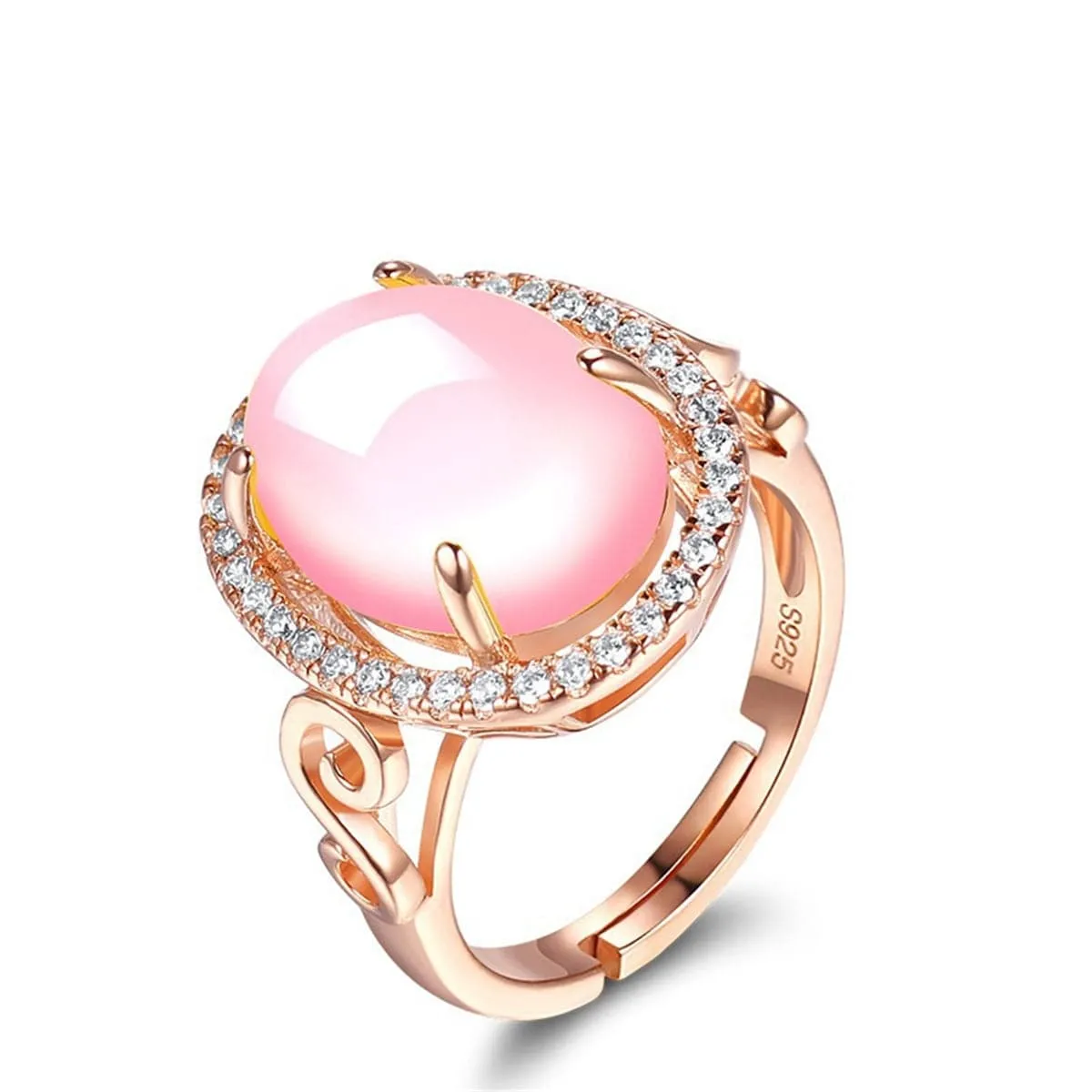 Ross Quartz & Cubic Zirconia Oval Halo Embossed Ring