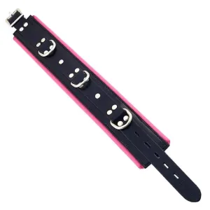 Rouge Garments Adjustable Black and Pink Padded Collar with D-rings