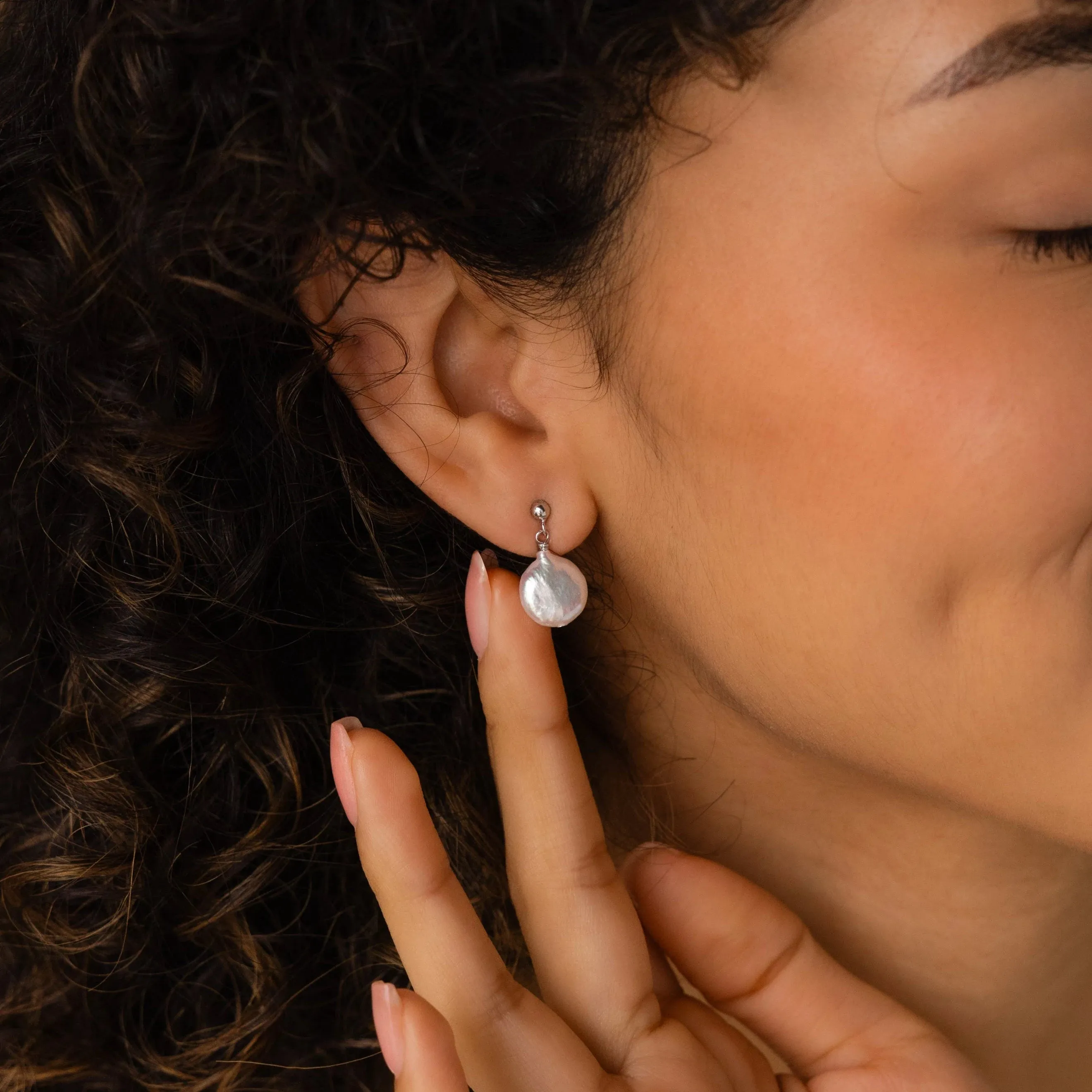 Round Pearl Drop Earrings