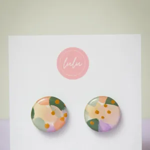 Round Stud Earrings (Pastel Mosaic)