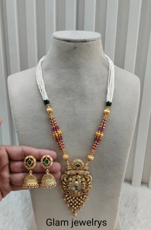 Ruby Green Gold Polki Long Rani Haar Necklace Indian Jewellery Inder Set