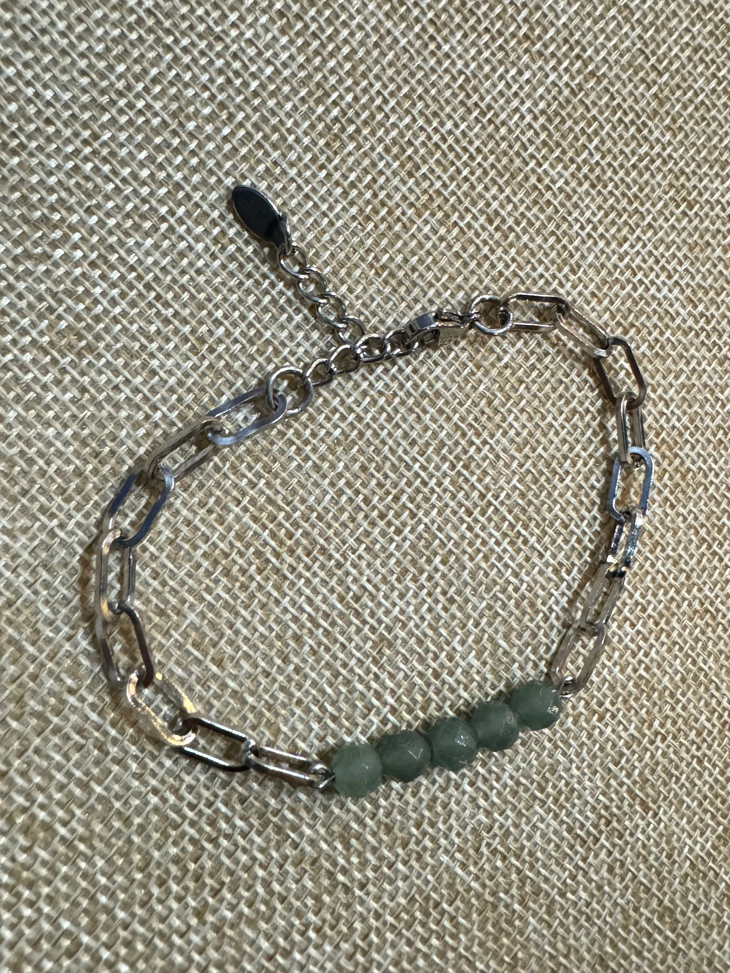 Sacred Lynx Green Aventurine paperclip chain Bracelet