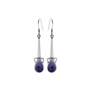 Samira long cone stem sapphire quartz earrings