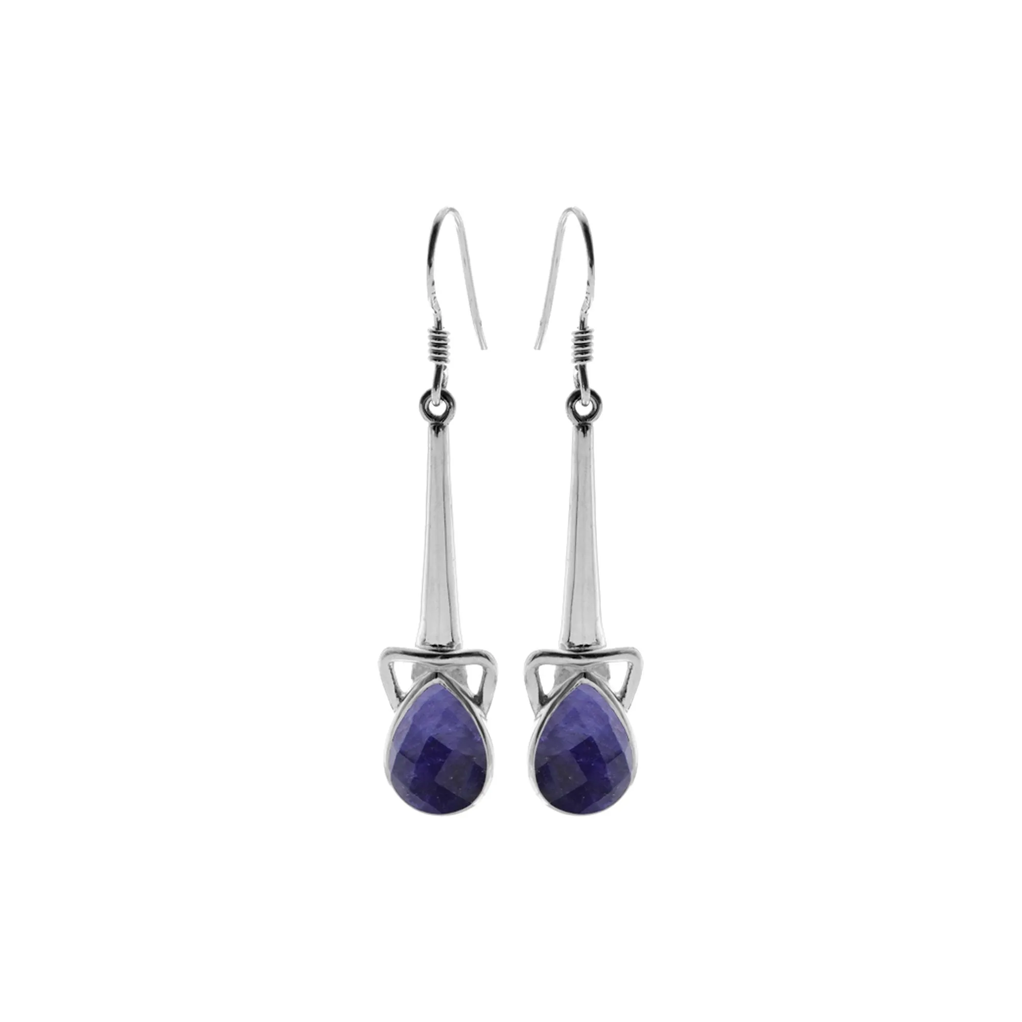Samira long cone stem sapphire quartz earrings