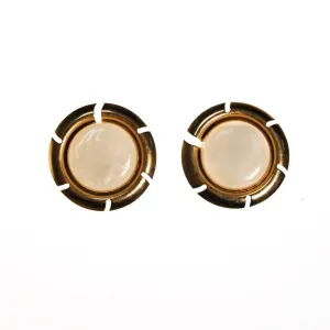 Sarah Coventry Pearl and Gold Disc Earrings
