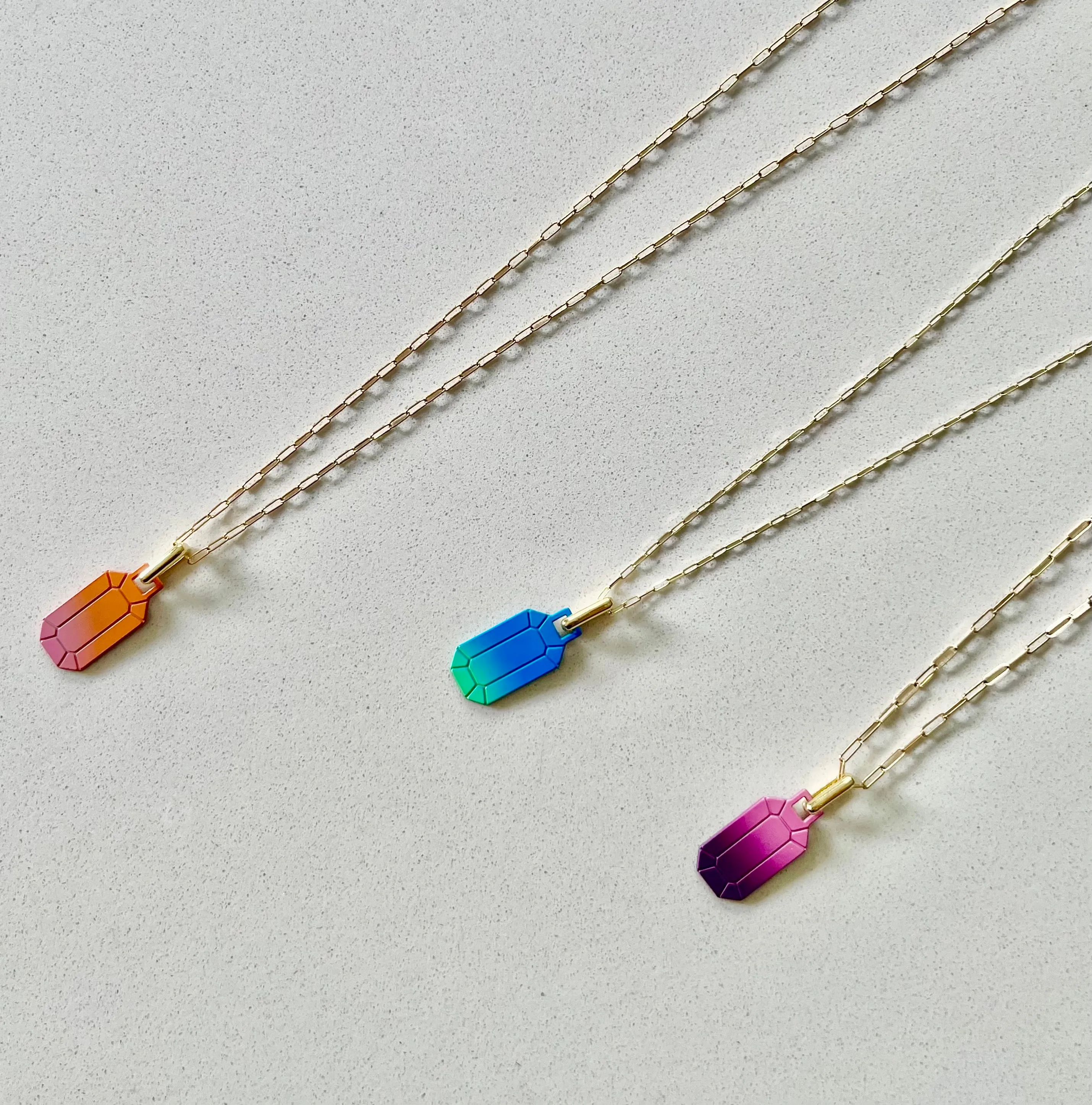 SARAH OMBRE TAG NECKLACES