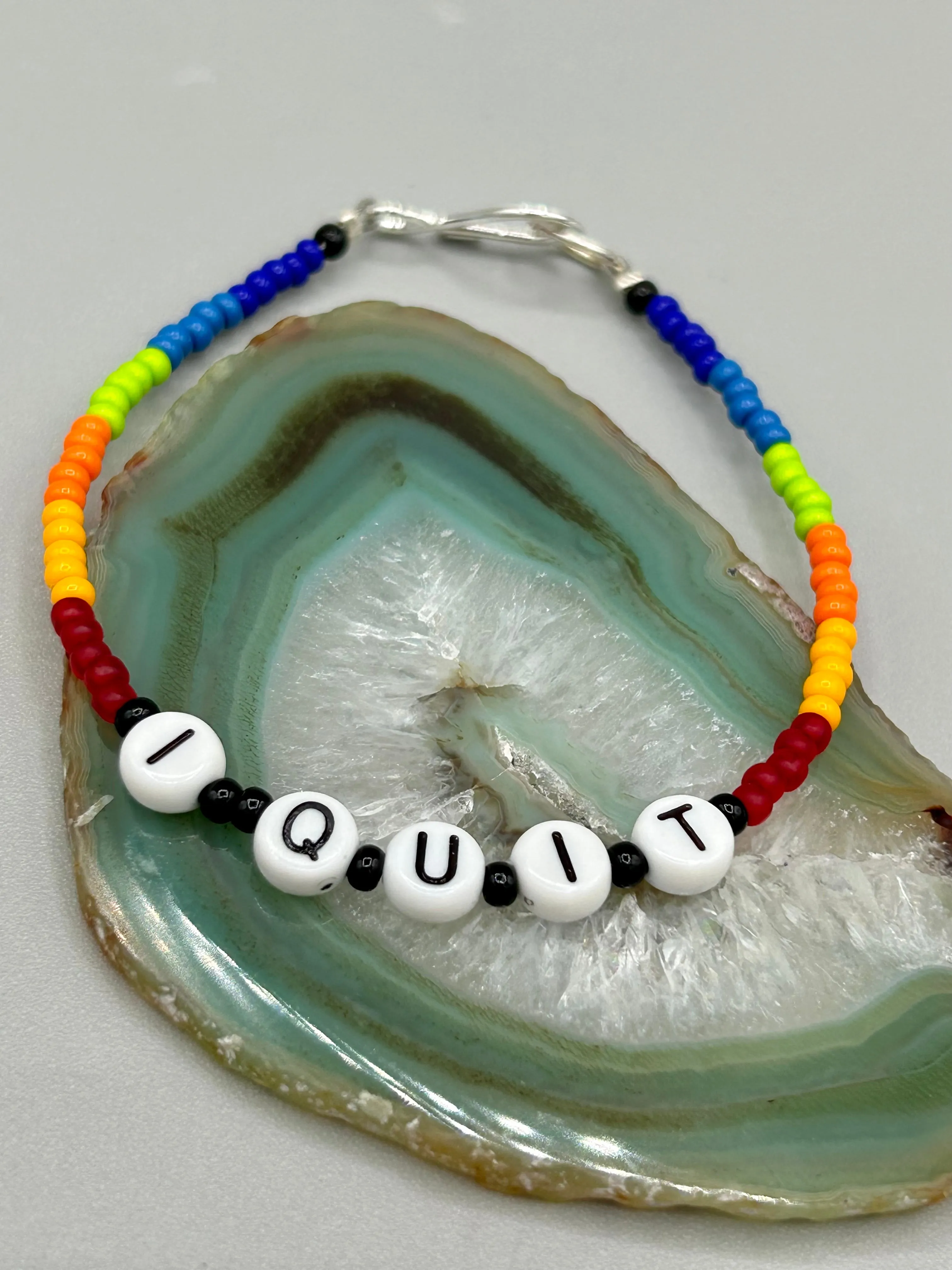 Sarcastic Beaded Bracelet, Funny Meme, Sassy, I Quit, Effing Off, Rainbow Pride Bracelets