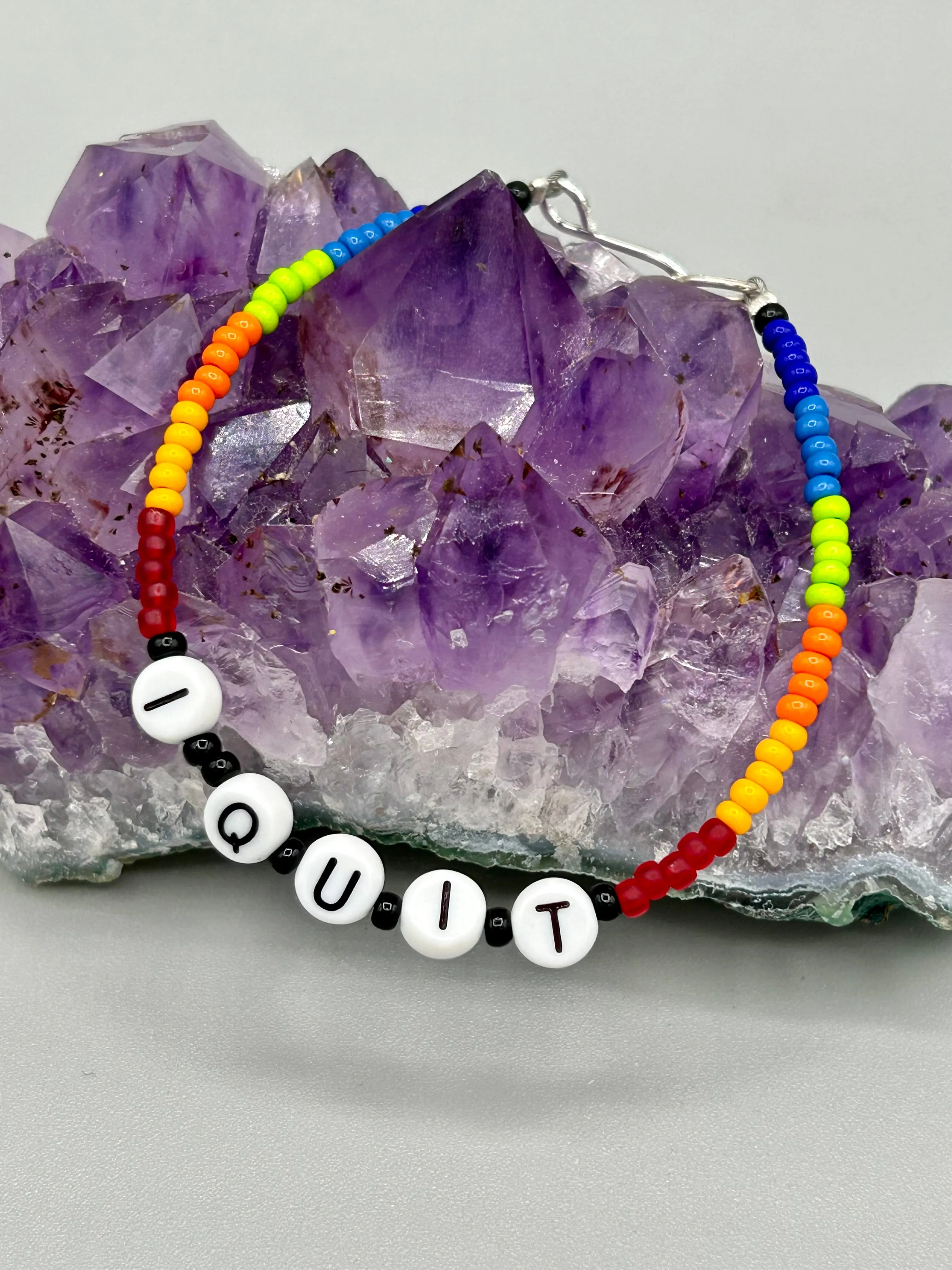 Sarcastic Beaded Bracelet, Funny Meme, Sassy, I Quit, Effing Off, Rainbow Pride Bracelets