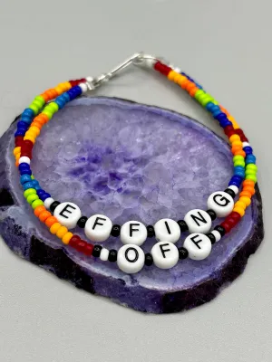 Sarcastic Beaded Bracelet, Funny Meme, Sassy, I Quit, Effing Off, Rainbow Pride Bracelets
