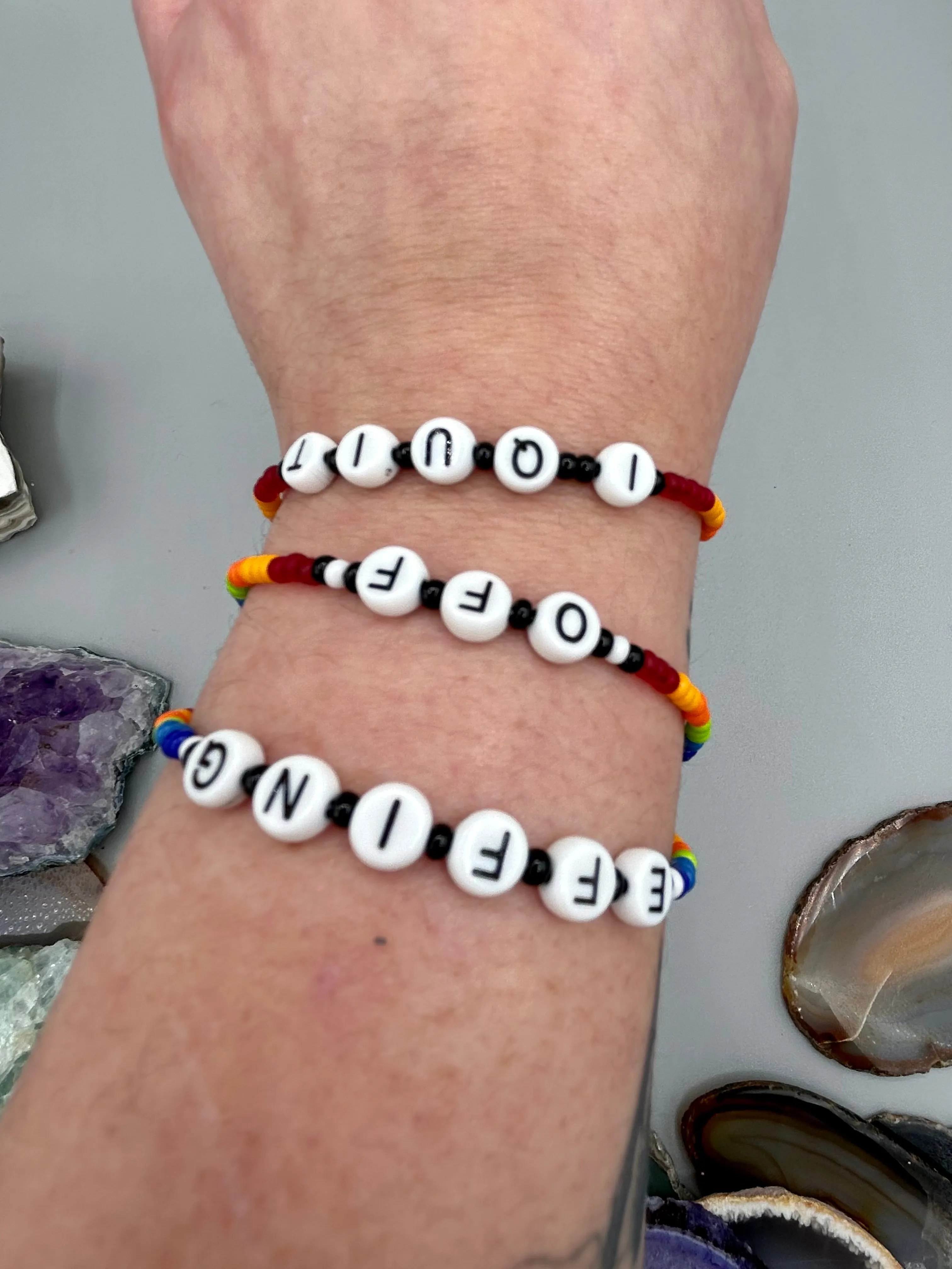 Sarcastic Beaded Bracelet, Funny Meme, Sassy, I Quit, Effing Off, Rainbow Pride Bracelets