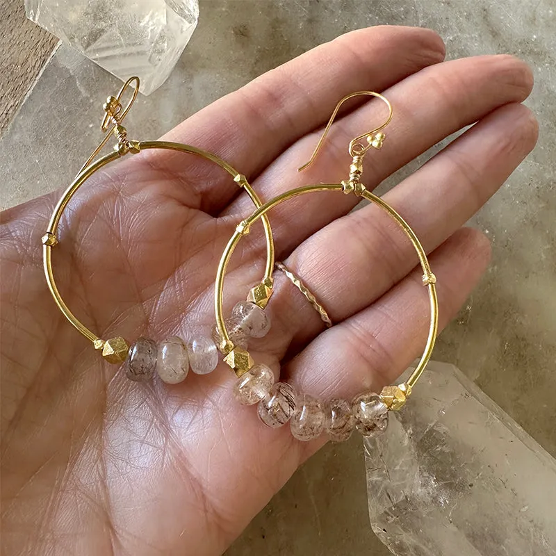 Sasha Rutilated Quartz Hoop Earrings